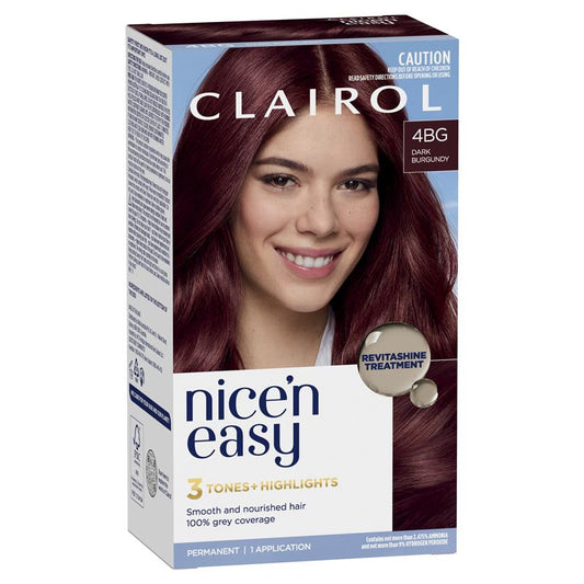 Clairol Nice N Easy 4BG Burgundy Permanent Hair Colour 173g - Auzzistore