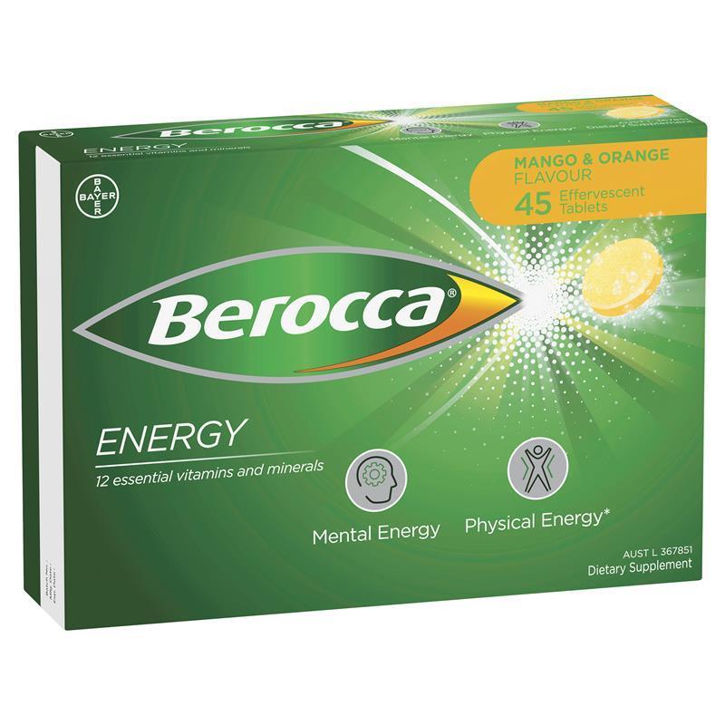 Berocca Energy Multivitamin Mango & Orange Flavor – 45 Tablets