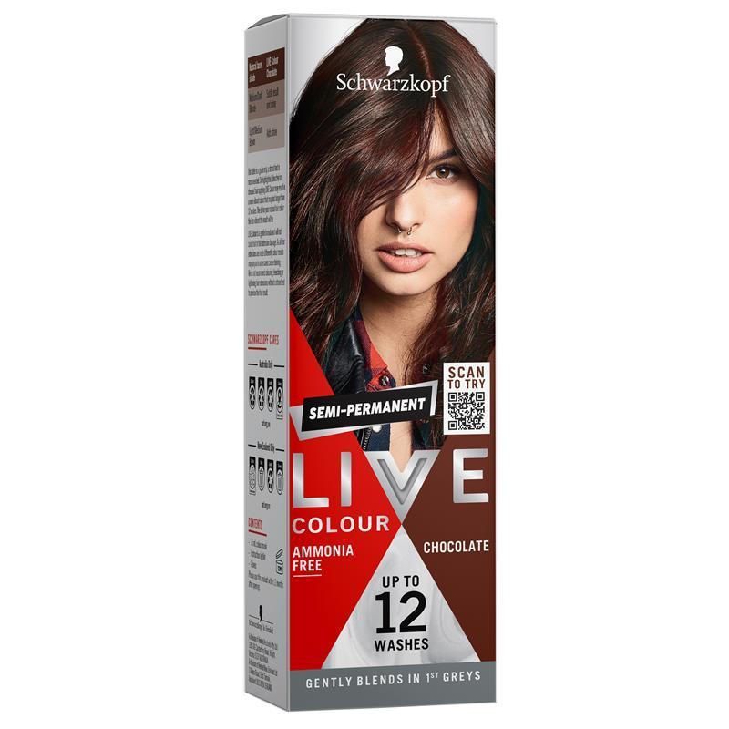 Schwarzkopf LIVE Colour Chocolate - Semi-Permanent Hair Color, 75ml