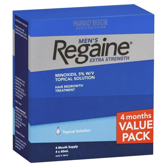 Regaine Men's Extra Strength Minoxidil Hair Regrowth Treatment 4 x 60mL-Auzzi Store