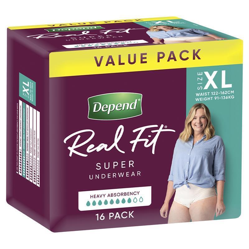 Depend Real Fit Women’s Underwear - Super Extra Large, 16 Pack - Auzzi Store