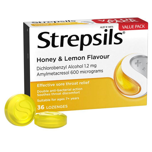 Strepsils Honey & Lemon Throat Lozenges - 36 Pack for Sore Throat Relief-Auzzi Store