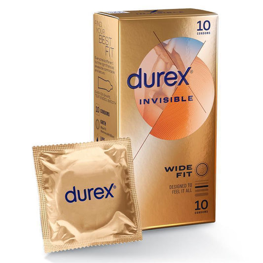 Durex Invisible Wide Fit Condoms - 10 Pack for Enhanced Comfort