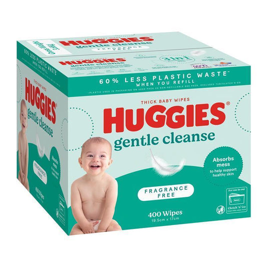 Huggies Fragrance Free Baby Wipes 400 Pack - Gentle Clean for Delicate Skin - Auzzistore
