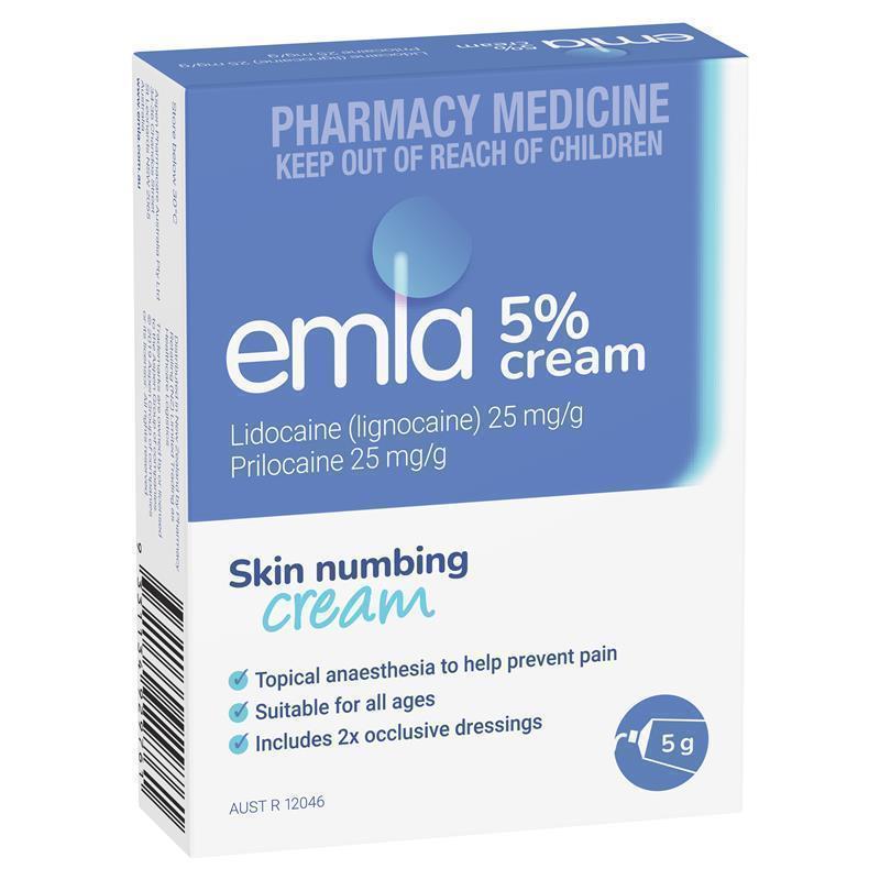 Emla Cream 1 x 5g Tubes + 2 Dressings - Numbing Relief - Auzzi Store