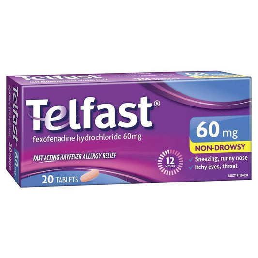 Telfast 60mg 20 Tablets - Fast Relief from Hayfever Symptoms