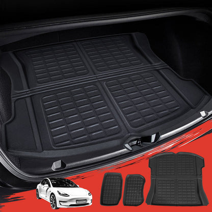 3PCS Car Rear Front Cargo Trunk Toolbox Luggage Rubber Mats for Tesla Model 3 2021-2022 | Auzzi Store