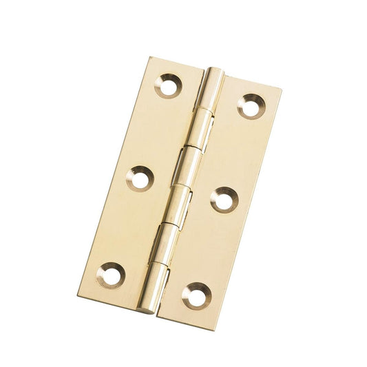 Lane Brass Fixed Pin Butt Hinge 2 Pack - 75mm x 40mm - Corrosion Resistant
