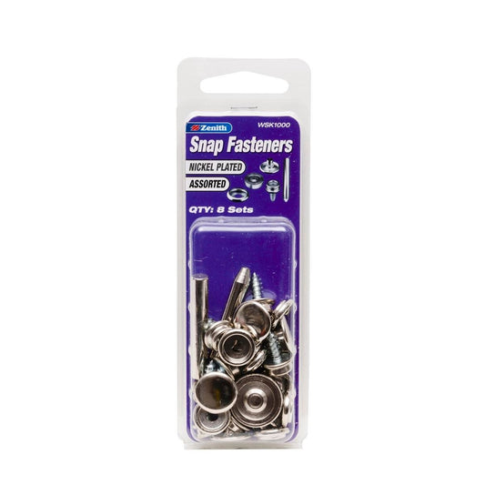 Zenith Snap Fasteners - 15 Pack - Nickel Plated Brass - External Use - Auzzistore