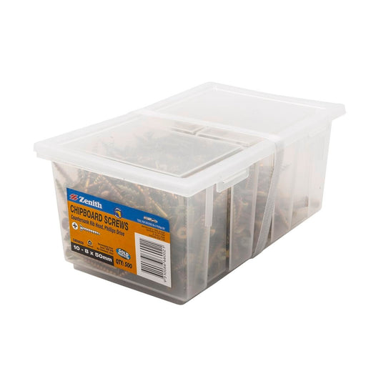 Zenith 10 Countersunk Rib Head Chipboard Screws 8 x 50mm - 500 Pack - Gold Finish - Auzzistore