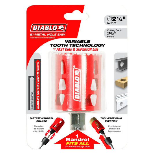 Diablo 57mm Bi Metal Hole Saw - Tool-Free Ejection - Variable Tooth Design - Auzzistore