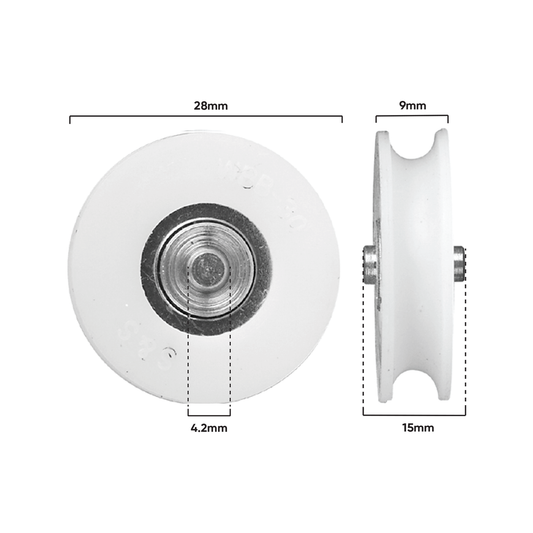 Rolltrak 28mm Acetal Concave Roller - 28mm - Acetal - Durable Design – view 2 - Auzzistore