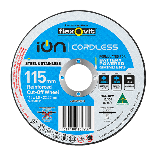 Flexovit Cut Off Wheel 115mm Zirconia Reinforced Longer Life - Auzzistore