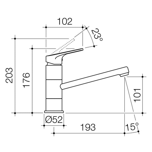 Dorf Chrome Lead Free Kip Sink Mixer - 52mm x 176mm x 193mm - Durable Design – view 2