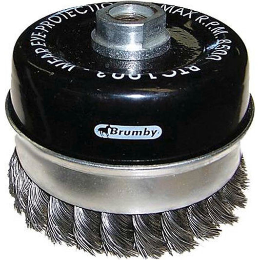 Josco 100mm Twistknot Cup Brush - Brass Coated Steel - Rust Removal - Auzzistore