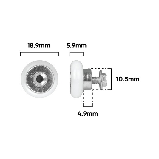 Rolltrak Acetal Roller - 19mm - Acetal - Shower Door Replacement – view 2 - Auzzistore