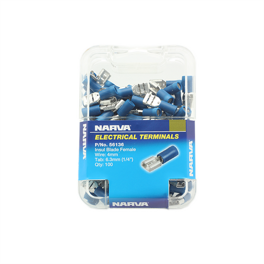 Narva Female Blade Terminal - 6.3x0.8mm - Flared Vinyl - 100 Pack