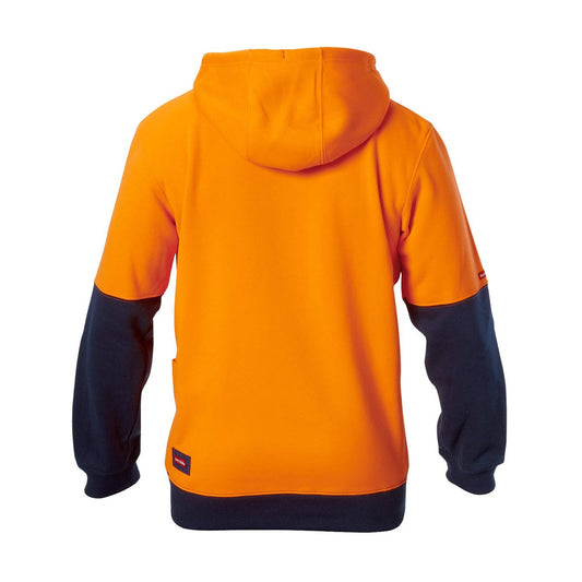 Hard Yakka Hi Vis Hoodie XL - Orange Navy - Brushed Fleece - Pockets – view 2