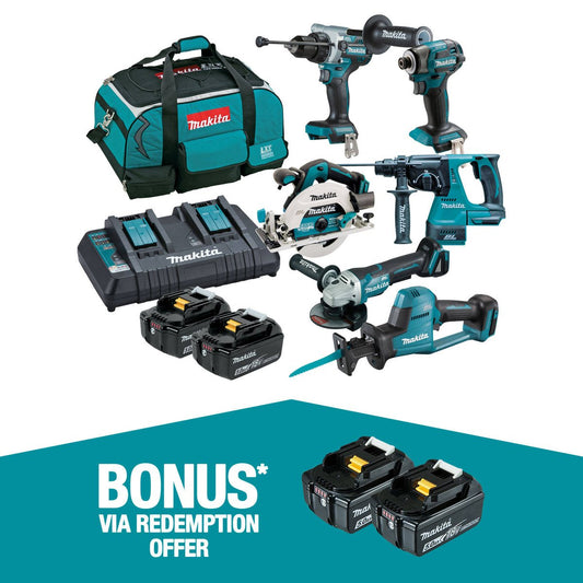 Makita 18V Brushless 6 Piece Combo Kit DLX6136TX1 - Durable Tools - Ergonomic Design