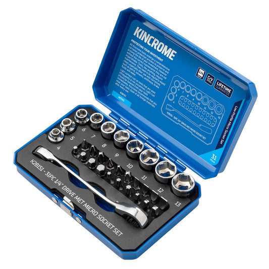 Kincrome 31 Piece 1/4 Drive Metric Micro Socket Set - Compact - Durable - Auzzistore