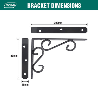 Carinya Heavy Duty Scroll Stayed Bracket 200kg Dark Grey Steel