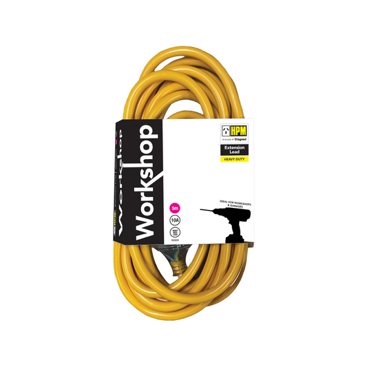 HPM Heavy Duty Workshop Extension Lead 5m 1.0mm 10A Durable PVC - Auzzistore