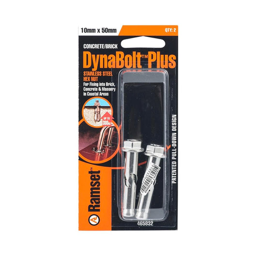Ramset DynaBolt Plus 10mm Stainless Steel 2 Pack - Enhanced Security - Auzzistore