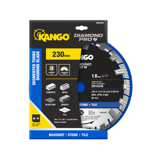 Kango Segmented Turbo Diamond Blade - 230mm - Diamond - Dry Cutting - Auzzistore
