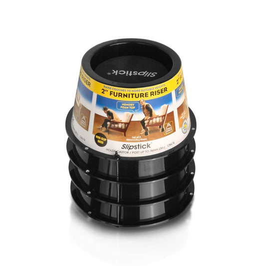 Slipstick 50mm Black Furniture Riser 4 Pack - Elevate Furniture - 227kg Capacity - Auzzistore