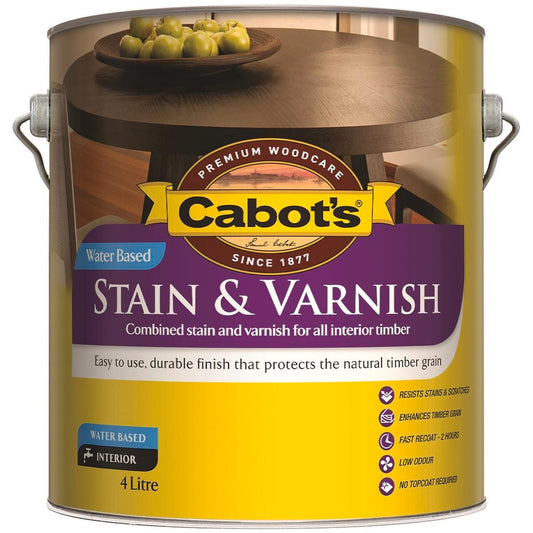 Cabot S Water Based Stain and Varnish - 4L - Clear - Auzzistore