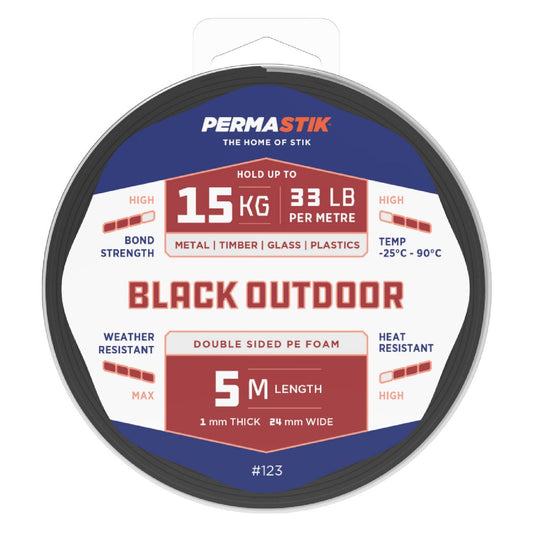 Permastik Outdoor Mounting Tape - 5m x 24mm - Foam - High Bond Strength