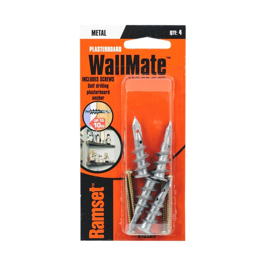 Ramset Zinc Wallmate Anchors - 4 Pack - Zinc Alloy - Easy Installation - Auzzistore