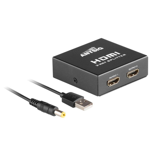 Antsig HDMI 2 Way Splitter - 1 Input to 2 Outputs - Metal - 4K Compatible