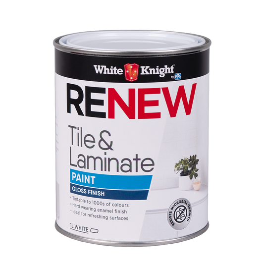 White Knight 1L White Gloss Renew Tile and Laminate Paint - Enamel Finish - Auzzistore