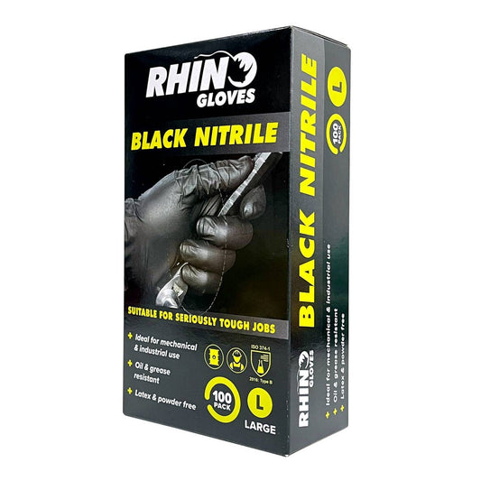 Rhino Gloves Nitrile - Large - Disposable 100 Pack - High Puncture Resistance - Auzzistore
