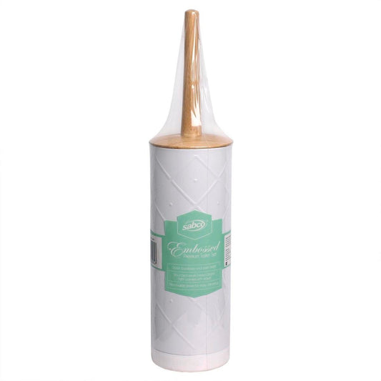 Sabco Toilet Set - 95mm x 400mm - White - Bamboo - Removable Base - Auzzistore