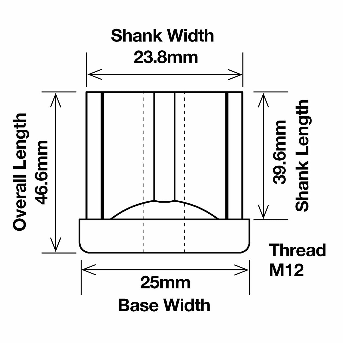 Richmond 25mm x M12 Square Threaded Tube Insert 2 Pack Zinc Plated Durable