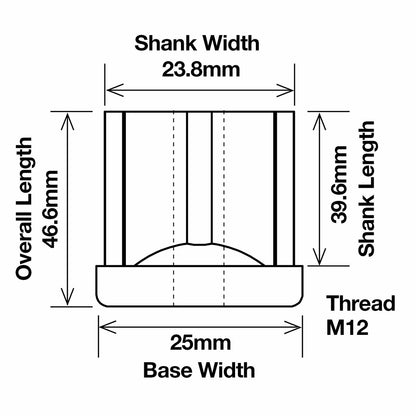 Richmond 25mm x M12 Square Threaded Tube Insert 2 Pack Zinc Plated Durable