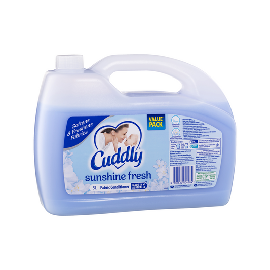 Cuddly Fabric Conditioner Sunshine Fresh - 5L Bulk Pack - Softens & Reduces Static