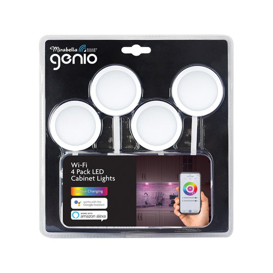 Mirabella Genio Wi-Fi Smart Cabinet Light 4 Pack - 6cm - RGB Colour Changing - Matte White - Auzzistore