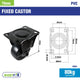 Easyroll 75mm Black PVC Fixed Castor - Durable - Shock Absorption - 80kg Load