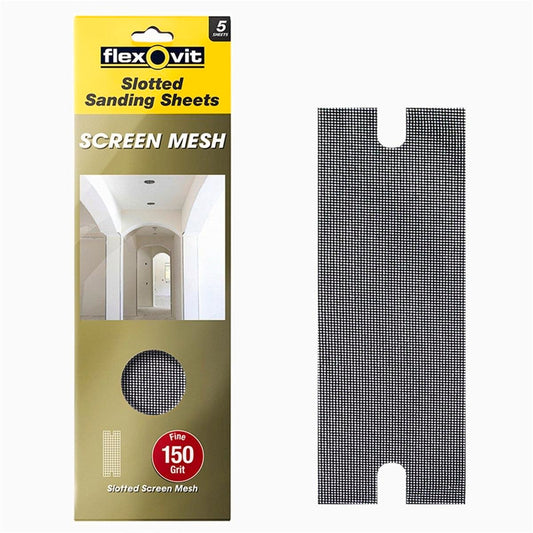 Flexovit Plaster Slotted Mesh Sheet 108x372mm 150 Grit 5 Pack - Auzzistore