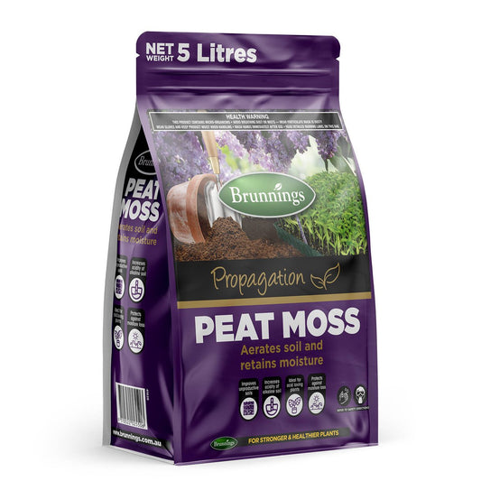 Brunnings Peat Moss 5L Organic Soil Enhancer - Increases Acidity - Protects Moisture