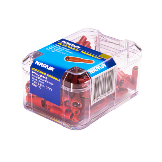 Narva Red Double Crimped Female Blade Terminal 2.5-3mm 100 Pack