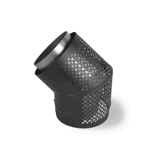 Scandia 45 Rear Facing Bend Flue Kit - 6” Stainless Steel - Black Mesh - Auzzistore