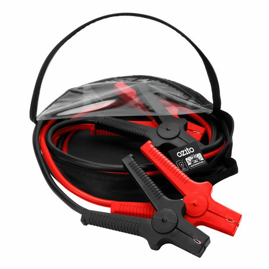 Ozito 3m 220A Jumper Leads - Surge Protection - Grey, Red, Black, Silver