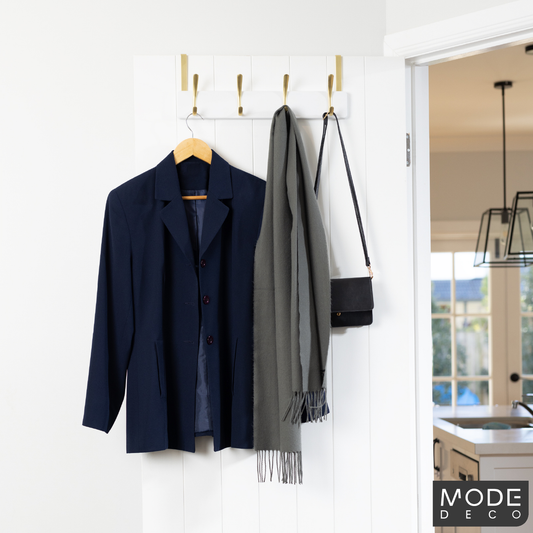 Mode 4 Over Door Hanger - 4 Brushed Brass Hooks - 450mm x 70mm - White Board – view 2
