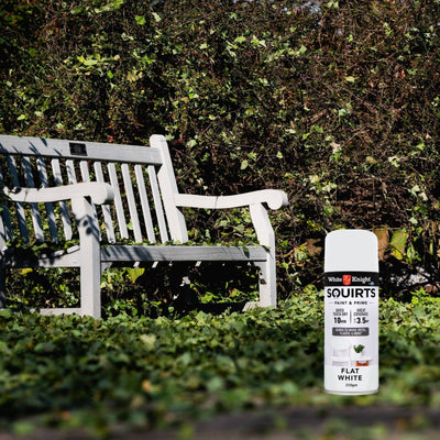 White Knight Squirts 310g White Flat Spray Paint - Solvent Based - Quick Dry - Durable Finish