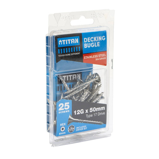 Titan 12g x 50mm Decking Screws - 304 Stainless Steel - Pack of 25 - Strong Hold – view 2 - Auzzistore