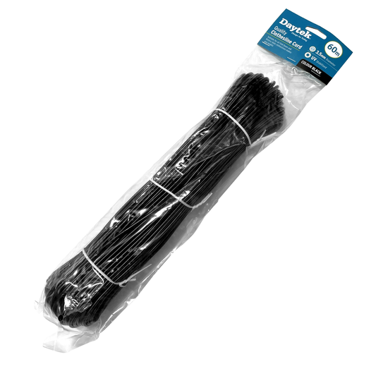 Daytek Replacement Clothesline Cord - 60m - Black - Durable Nylon Core